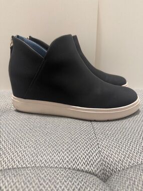 Dr. Scholl's Black Wedge Sneaker Booties with White Sole